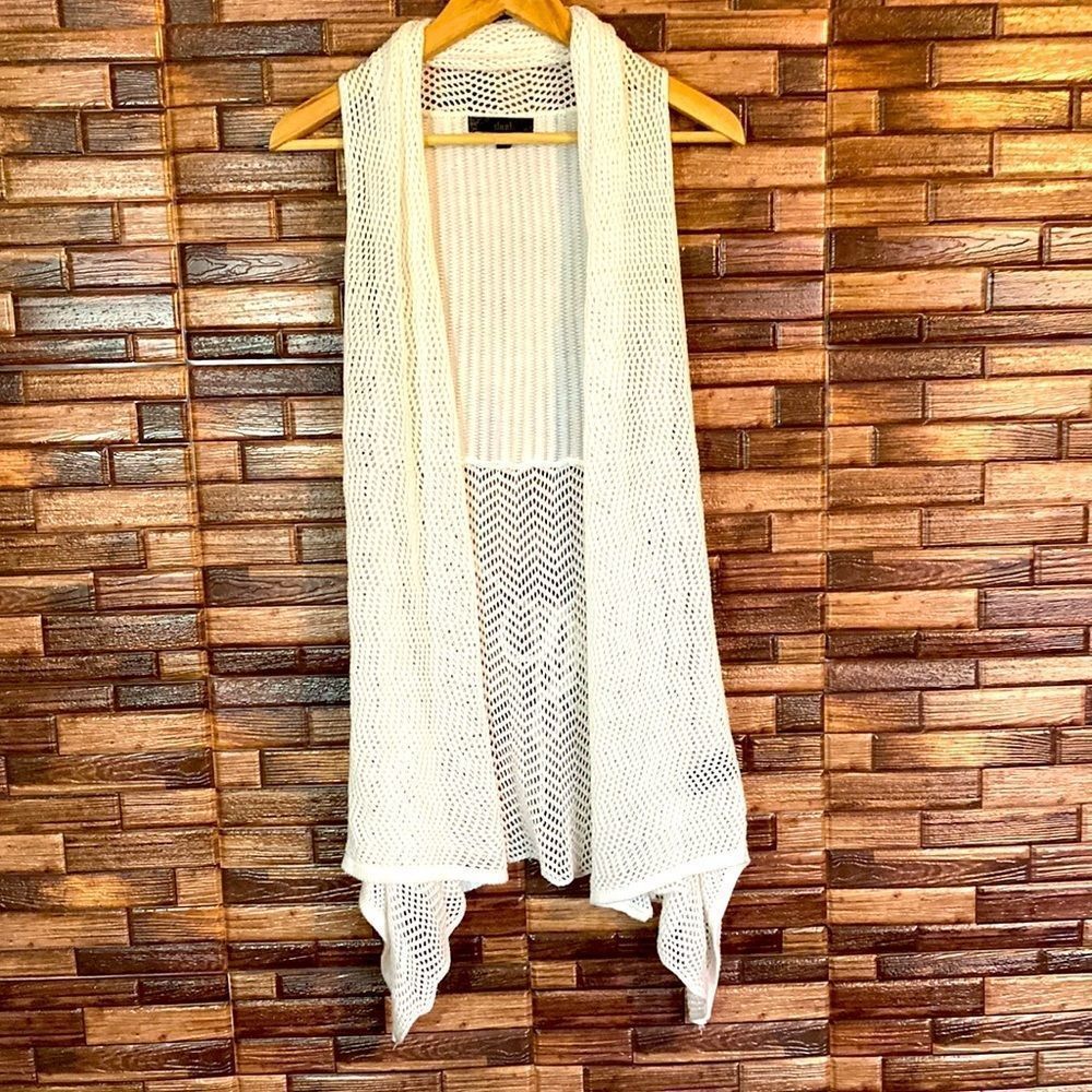 Vintage cream Slonl Crochet sleeveless retro Cardigan